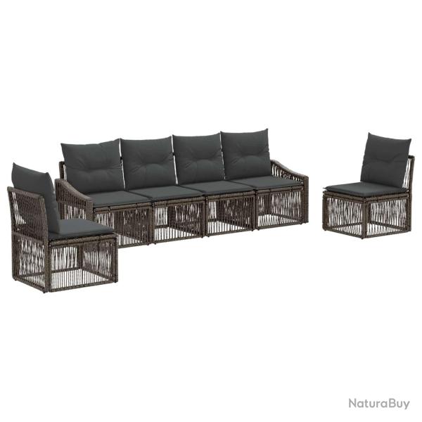 Ensemble de canap� de jardin 6 pcs Gris polyrotin