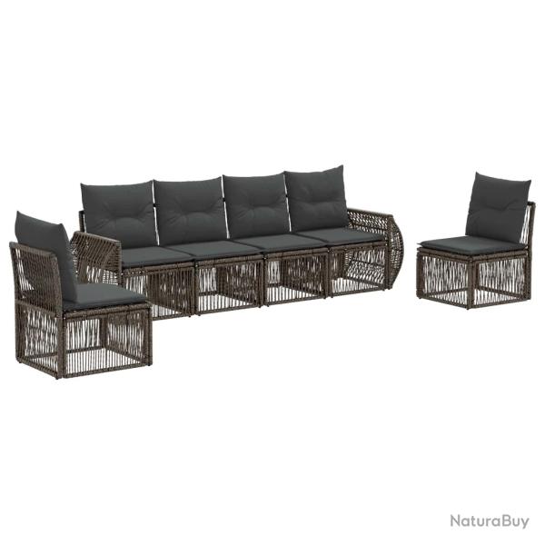 Ensemble de canap� de jardin 6 pcs Gris et Gris fonc� polyrotin