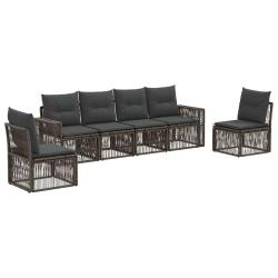 Ensemble de canap&eacute; de jardin 6 pcs Gris et Gris fonc&eacute; polyrotin