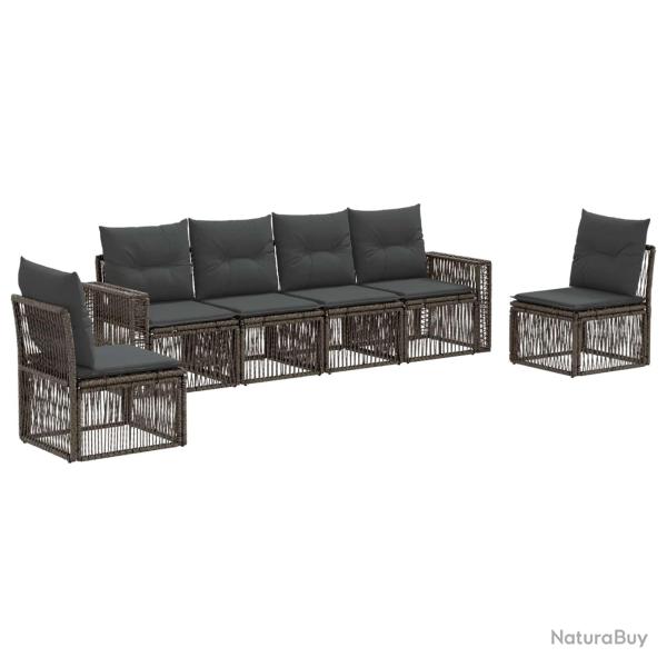 Ensemble de canap� de jardin 6 pcs Gris et Gris fonc� polyrotin