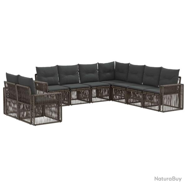 Ensemble de canap� de jardin 9 pcs Gris et Gris fonc� polyrotin