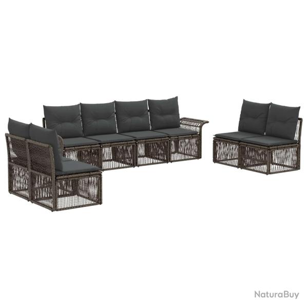 Ensemble de canap� de jardin 8 pcs Gris polyrotin