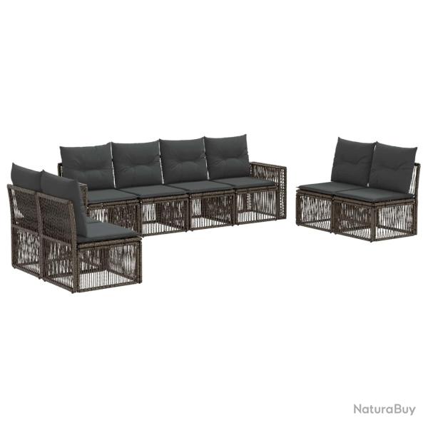 Ensemble de canap� de jardin 8 pcs Gris et Gris fonc� polyrotin