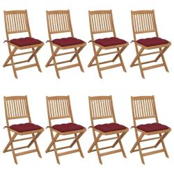 Chaises pliables de jardin lot de 8 avec coussins Bois d'acacia