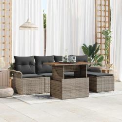 Ensemble de canap&eacute; de jardin avec coussin 6 pcs Gris