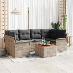 Ensemble de canap&eacute; de jardin avec coussin 7 pcs Gris polyrotin