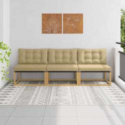 Sofa de milieu ext&eacute;rieur Bois d'acacia massif et Textil&egrave;ne