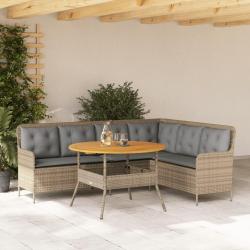 Salon de jardin avec coussins 2 pcs beige r&eacute;sine tress&eacute;e