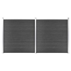 Ensemble de panneau de cl&ocirc;ture WPC 353x186 cm Noir