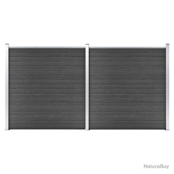 Ensemble de panneau de cl�ture WPC 353x186 cm Noir