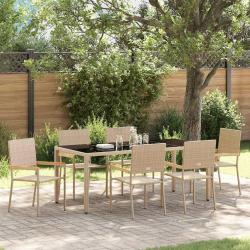 Ensemble de salle &agrave; manger pour jardin 7 pcs Beige polyrotin