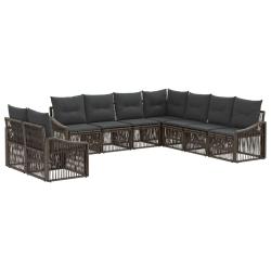 Ensemble de canap&eacute; de jardin 9 pcs Gris polyrotin