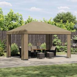 Pavillon 4 &times; 3 m Beige Polyester et Acier 190 gsm