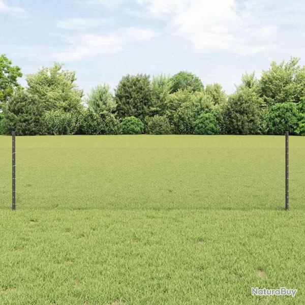 Cl�ture hexagonale avec poteau 100 x 0,5 m Gris Maille