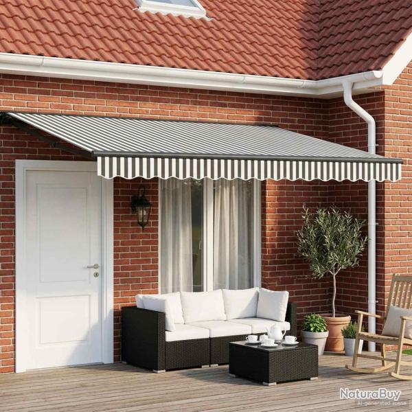 Cadre de store manuel avec LEDs Anthracite et blanc 5 � 3,5 m