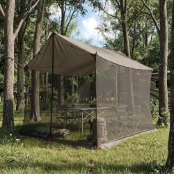 Tarp de camping avec murs en maille Marron Gris