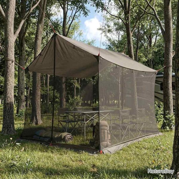 Tarp de camping avec murs en maille Marron Gris