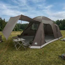 Tente Cabane Marron gris 8 personnes Polyester et Acier