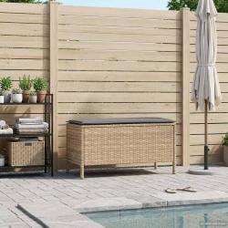 Pouf de Jardin Beige et Gris clair 80 x 38 x 42 cm Rotin PE