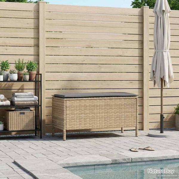 Pouf de Jardin Beige et Gris clair 80 x 38 x 42 cm Rotin PE