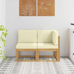 Canap&eacute; d'ext&eacute;rieur milieu et coin avec coussin 2 Pi&egrave;ce Blanc