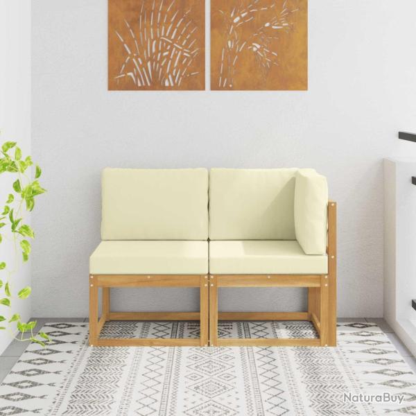 Canap� d'ext�rieur milieu et coin avec coussin 2 Pi�ce Blanc