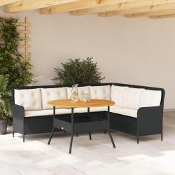 Canap&eacute;s de jardin 2 pcs avec coussins Noir R&eacute;sine tress&eacute;e
