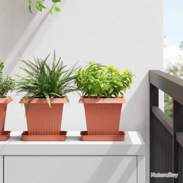Pots de plantes 24 pcs Rouge brique 16 x 16 x 14 cm Plastique