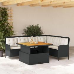 Canap&eacute;s de jardin 2 pcs avec coussins Noir R&eacute;sine tress&eacute;e