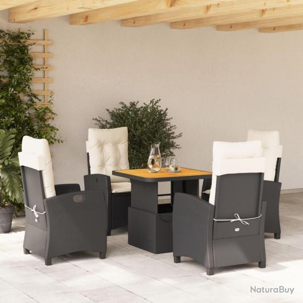 Ensemble � manger de jardin coussins 5pcs Noir R�sine tress�e