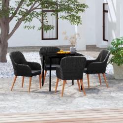 Ensemble &agrave; manger de jardin avec coussins 5 pcs Noir