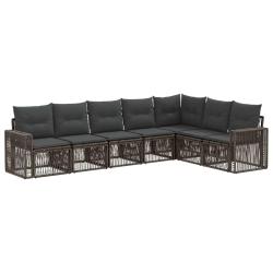 Ensemble de canap&eacute; de jardin 7 pcs Gris et Gris fonc&eacute; polyrotin