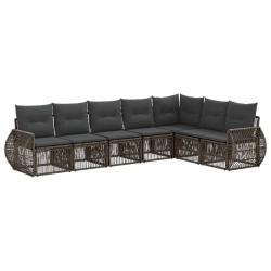 Ensemble de canap&eacute; de jardin 7 pcs Gris et Gris fonc&eacute; polyrotin