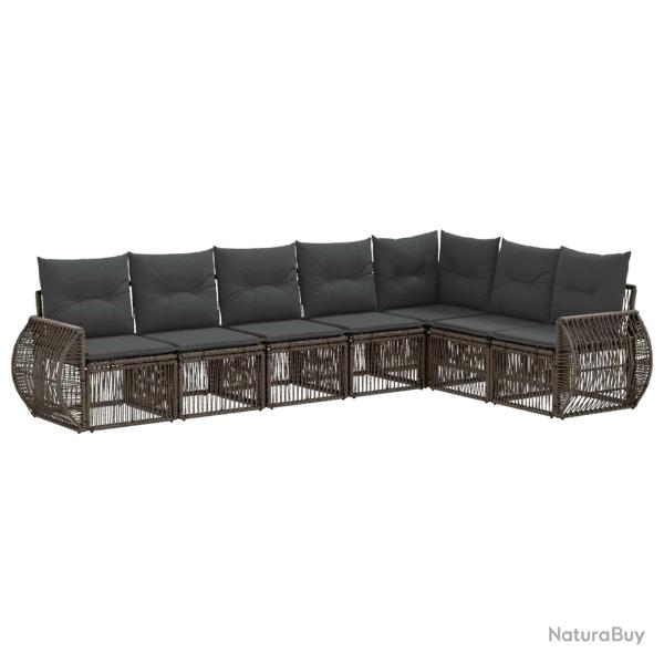 Ensemble de canap� de jardin 7 pcs Gris et Gris fonc� polyrotin