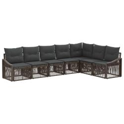 Ensemble de canap&eacute; de jardin 7 pcs Gris polyrotin