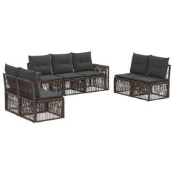 Ensemble de canap&eacute; de jardin 7 pcs Gris et Gris fonc&eacute; polyrotin