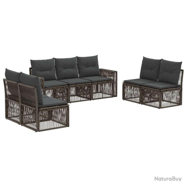 Ensemble de canap� de jardin 7 pcs Gris et Gris fonc� polyrotin