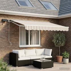 Cadre de store manuel avec LEDs Gris clair et blanc 3,5 x 2,5 m
