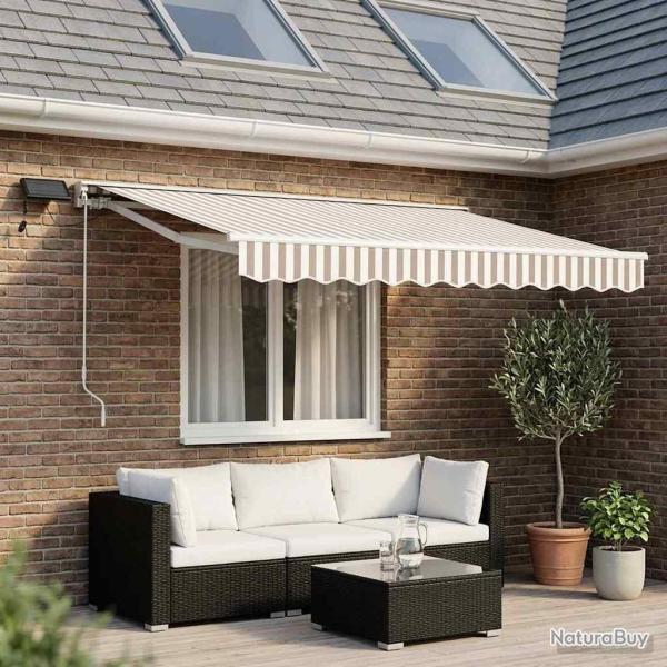 Cadre de store manuel avec LEDs Gris clair et blanc 3,5 x 2,5 m