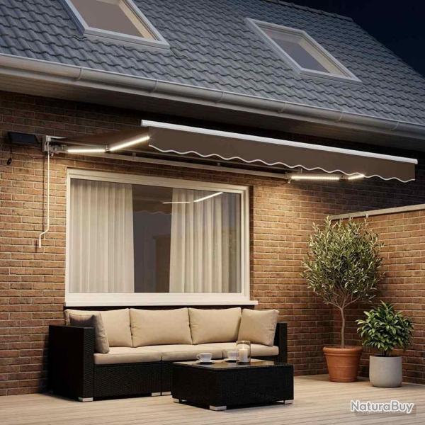 Cadre de store manuel avec LEDs Taupe 3,5 x 2,5 m
