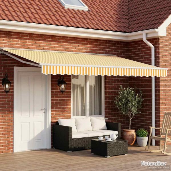 Cadre de store manuel avec LEDs Jaune et blanc 5 � 3,5 m