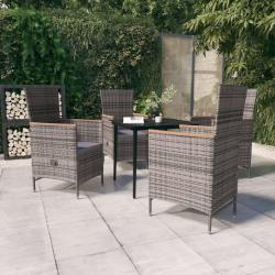 Ensemble &agrave; manger de jardin avec coussins 5 pcs Gris