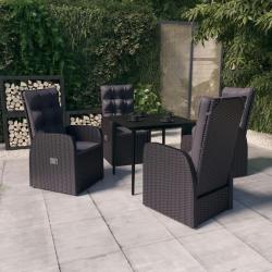Ensemble &agrave; manger de jardin avec coussins 5 pcs Noir