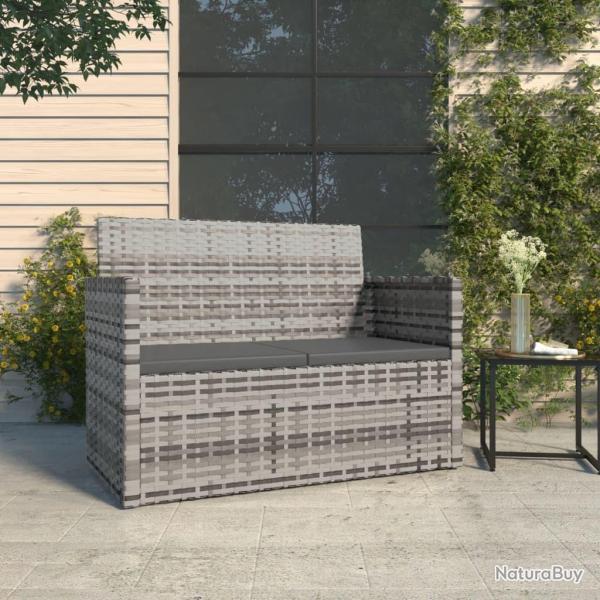 Banc de jardin avec coussins Gris 105 cm R�sine tress�e