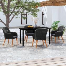 Ensemble &agrave; manger de jardin avec coussins 5 pcs Noir