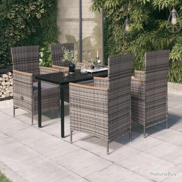 Ensemble � manger de jardin avec coussins 5 pcs Gris