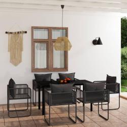 Ensemble &agrave; manger de jardin 7 pcs Noir