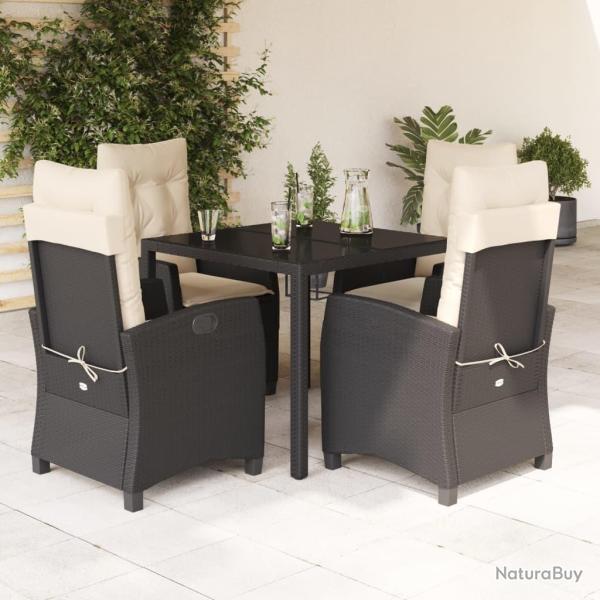 Ensemble � manger de jardin coussins 5pcs Noir R�sine tress�e