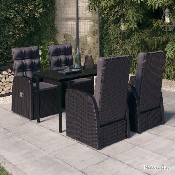 Ensemble � manger de jardin avec coussins 5 pcs Noir