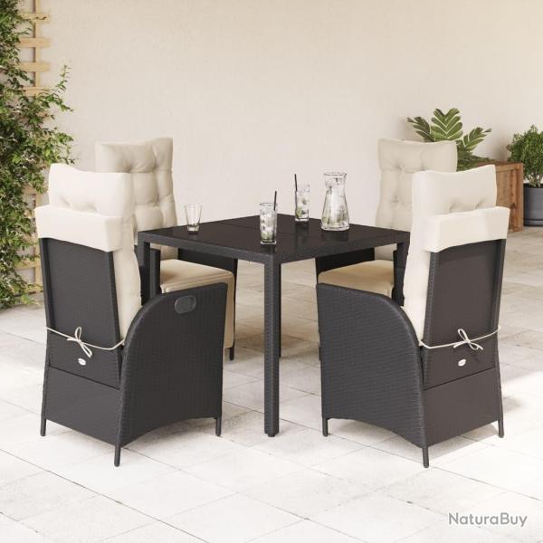 Ensemble � manger de jardin coussins 5pcs Noir R�sine tress�e